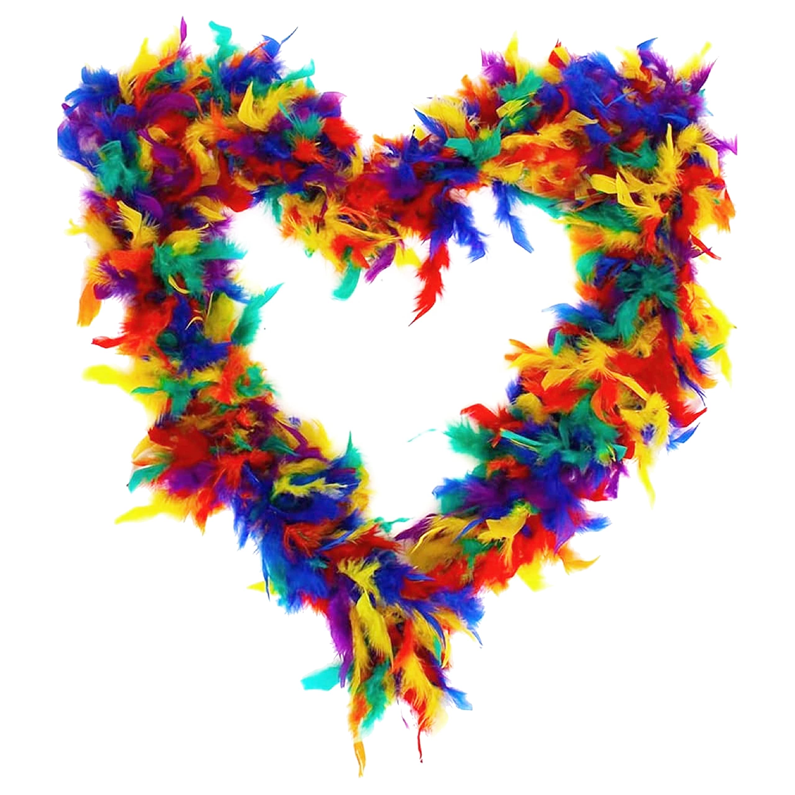 Rainbow Feather Boa - Pack of 1 - Multicoloured Feather Boa Necklace Technicoloured LGBTQ+ Pride March Boa - Gay Pride Fancy Dress Costume Accessory