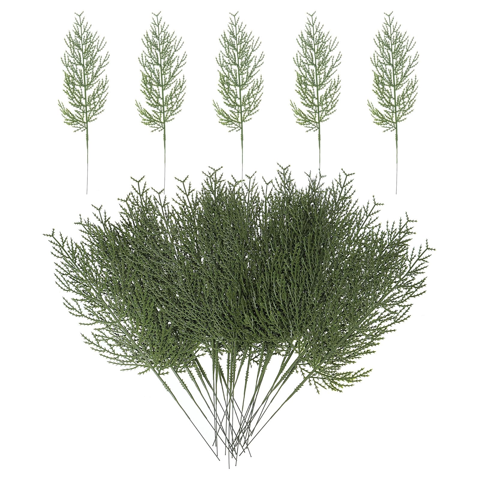 PATIKIL 13.8" Artificial Pine Branches, 25Pcs Faux Pine Leaves Fake Pine Sprigs Stem Greenery Plants for DIY Garland Crafts Christmas Home Decor, Green