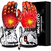 WASOTO Heated Gloves for Men Women with 7.4V 22.2WH Rechargeable Battery Waterproof Heated Ski Gloves for Motorcycle Working Hunting Hiking Camping Walking Arthritis Raynaud Skiing