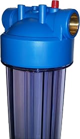 Water Filter Man 10" Housing 3/4 BSP Brass Ports PRV Clear Bowl view 2