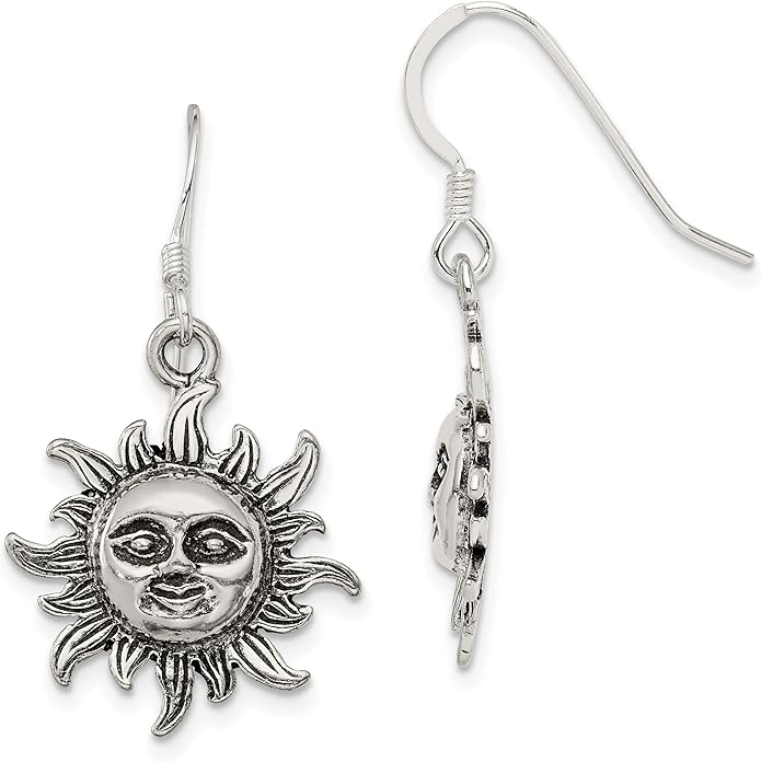 Sterling Silver Sun Earrings Celestial Jewelry
