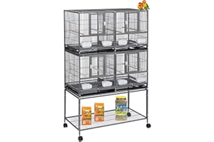 MCAGE Double Stackable Center Divided Side Nesting Box Doors Breeder Breeding Bird Flight Double Rolling Cage for Aviaries Canaries Cockatiels Lovebirds Finches Budgies Small Parrots