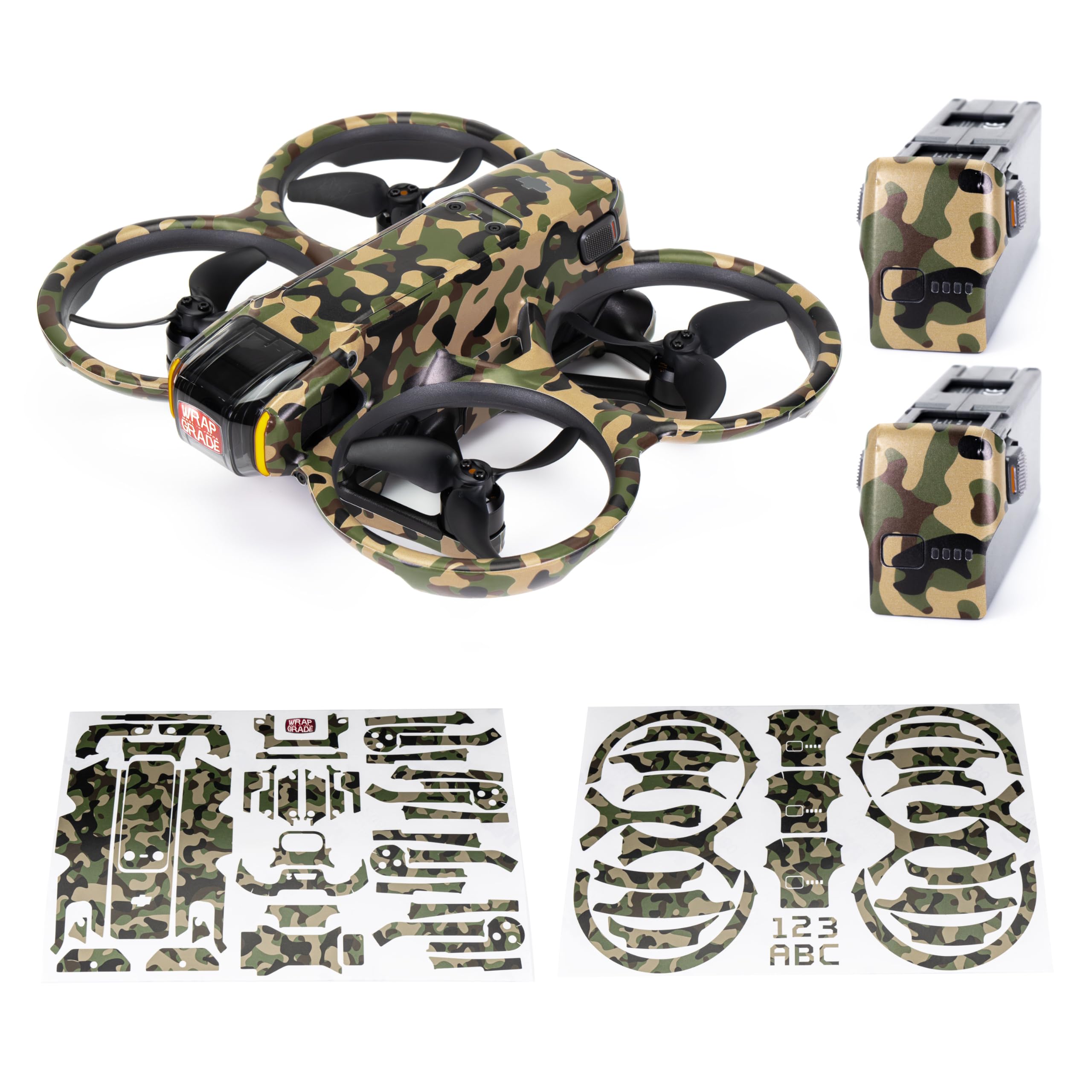 WRAPGRADE Skin Stickers Compatible with DJI Avata 2 (Woodland Camo)