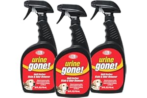 URINE GONE Urine Pet Stain Remover & Odor Eliminator-Heavy Duty Carpet Cleaner Penetrates and Neutralizes Pet Odors-Fast Acting Enzyme Fabric Cleaner Spray for Dog and Cat 24 Fl Oz (Pack of 3)