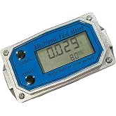 3/4 inch Digital Turbine Fuel Flow Meter for Water, Diesel, Gasoline | NPT Thread Flowmeter Counter, &plusmn;1% Accuracy, Supports Gallon QTS PTS L m&sup3;, Anti-EMI, Sleep Mode