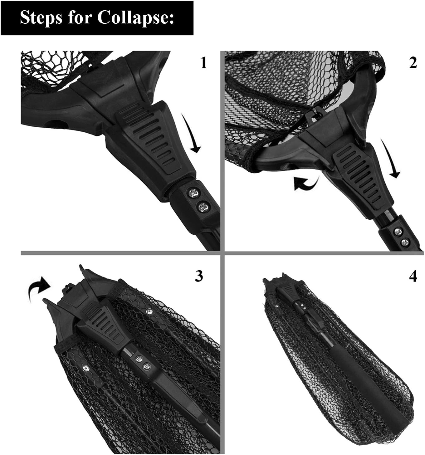 PLUSINNO Fishing Net Fish Landing Net, Foldable Collapsible Telescopic Pole Handle, Durable Nylon Material Mesh, Safe Fish Catching or Releasing (12"/31cm Hoop Size (Fixed Pole)) : Sports & Outdoors