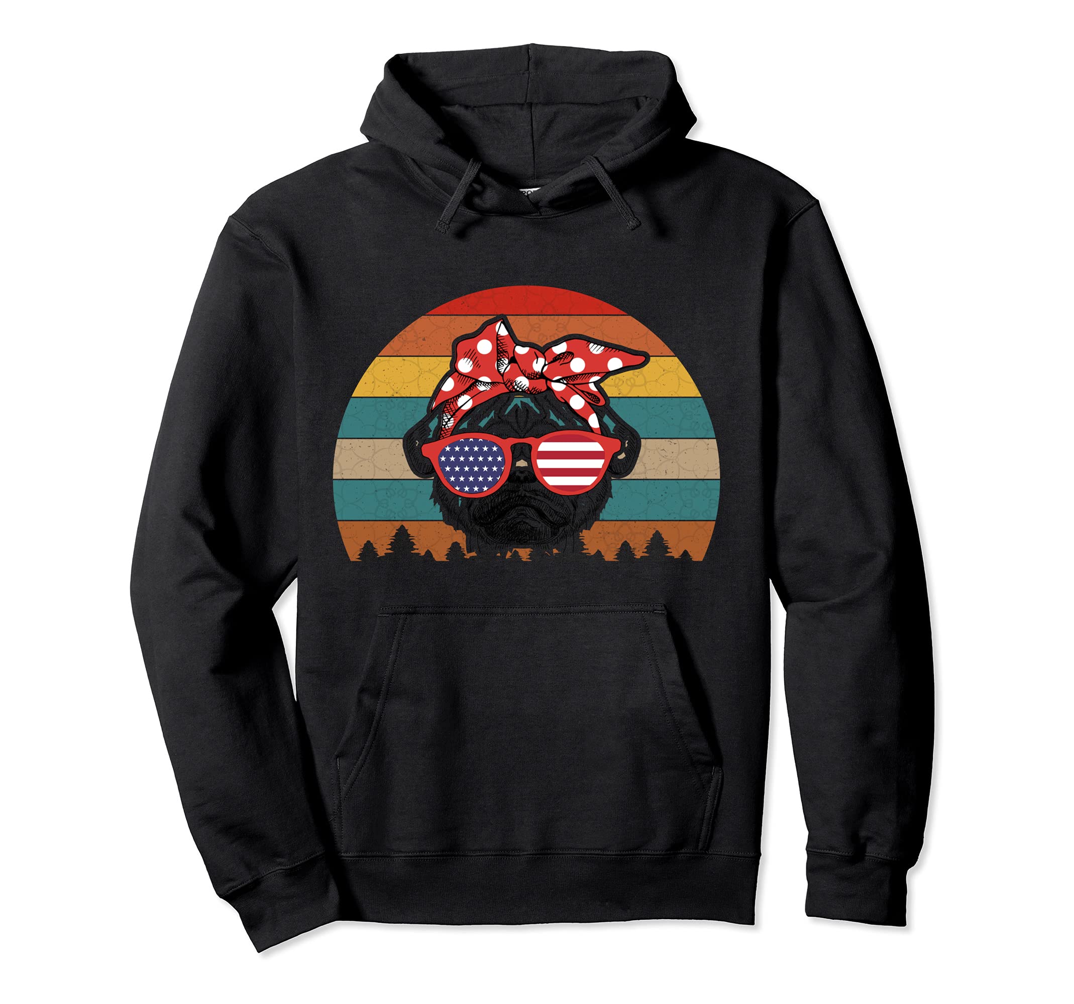 Bandana Dog July 4th of July USA US Flag Pullover Hoodie