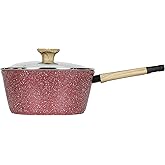 Art of Cooking 3 Quart Granite Nonstick Saucepan Cookware Set (Induction Compatible) (Canyon Red)