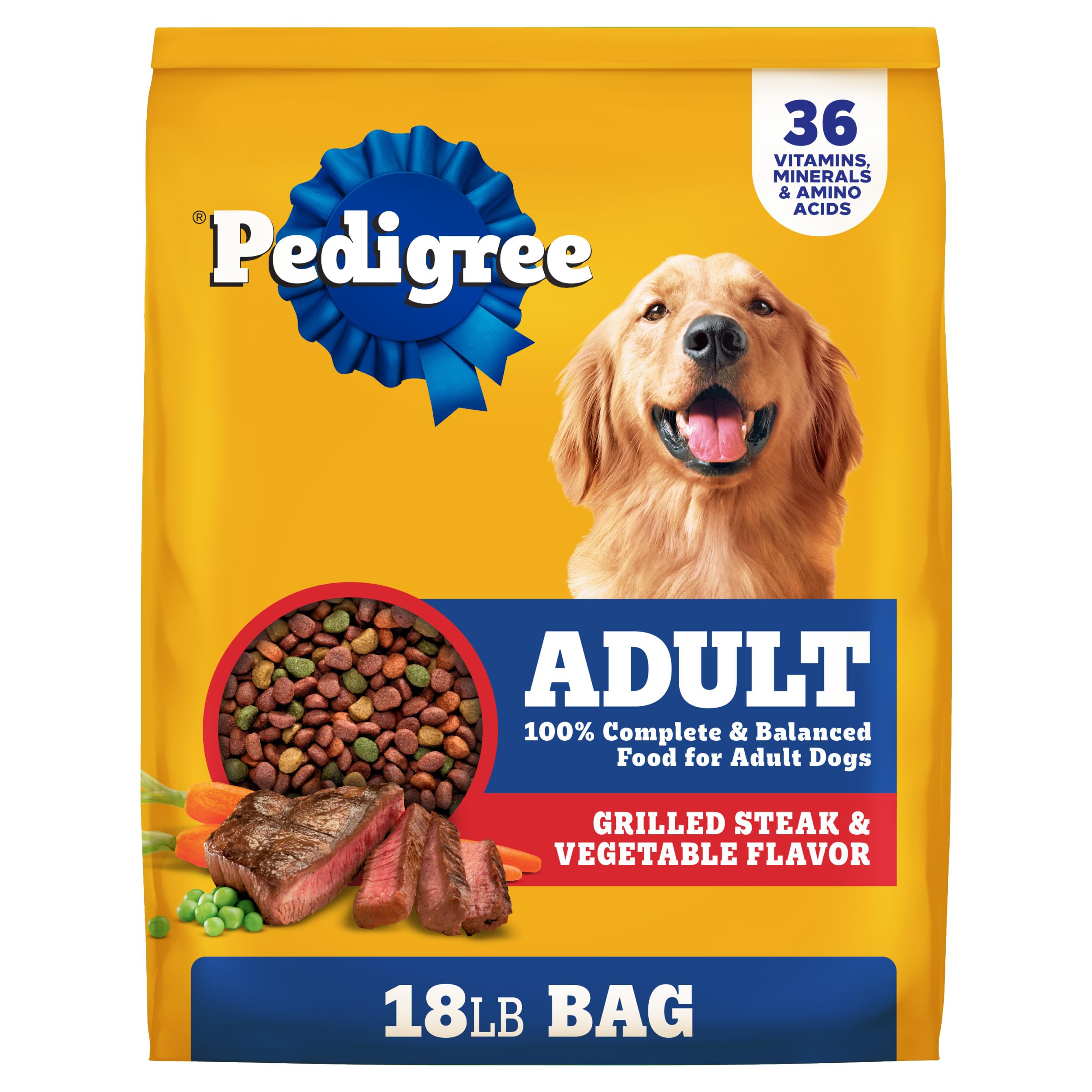 Photo 1 of *“NON-REFUNDABLE”* Pedigree Adult Dry Dog Food, Complete Nutrition, Grilled Steak & Vegetable Flavor, 18 lb. Bag
