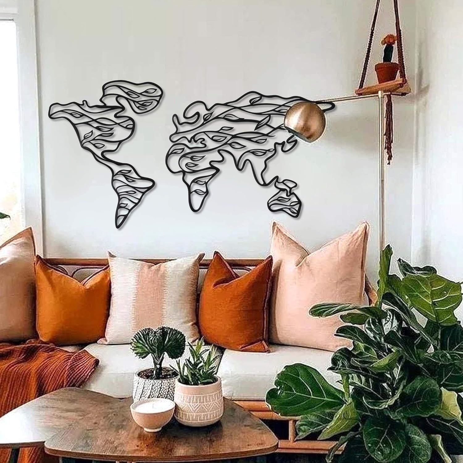 Amazon.com: Metal World Leaves Map - 3D Wall Silhouette Metal Wall