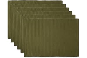 DII Basic Everyday Ribbed Tabletop 100% Cotton, Placemat Set, 13x19, Sage, 6 Piece