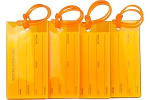 4 Pack TravelMore Luggage Tags for Suitcases, Flexible Silicone Travel ID Identification Labels Set for Bags & Baggage – Orange