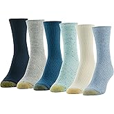 GOLDTOE womens Lola Ribbed Short Crew Socks, 6-pairs