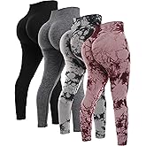 NORMOV 4 Piece Butt Lifting Workout Leggings for Women, Seamless Gym Scrunch Booty Lifting Sets