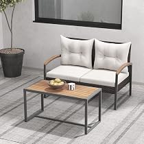 Set Salon Jardin Yaheetech - Table Ronde Et 2 Chaises Alliage Aluminium Blanc