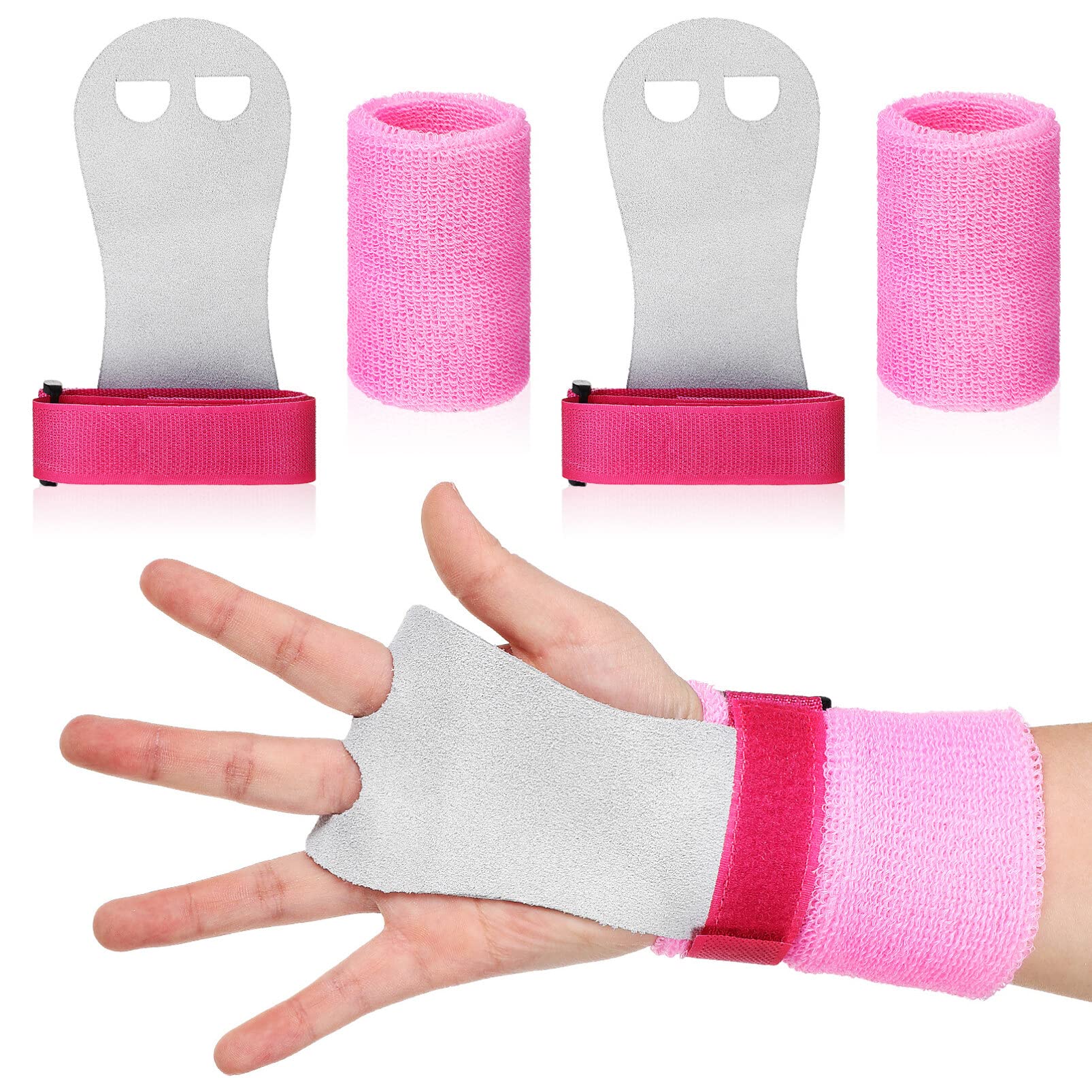 CLISPEED Adjustable Gymnastics Grips for Children Palm Protection and Wrist Binding Elastic and Washable Ideal for Kids Workouts and Weightlifting