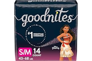 GoodNites Huggies Goodnites Training Pants, Girls Bedwetting NightTime Underwear, Size S/M, 43-68 lbs, 14 Count