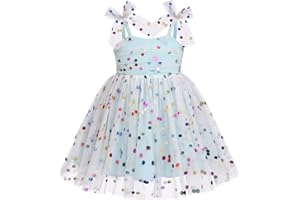 IMEKIS Toddler Baby Girl Birthday Princess Dress Shiny Confetti Boho Rainbow Cake Smash Photo Shoot Outfit for 1-6T