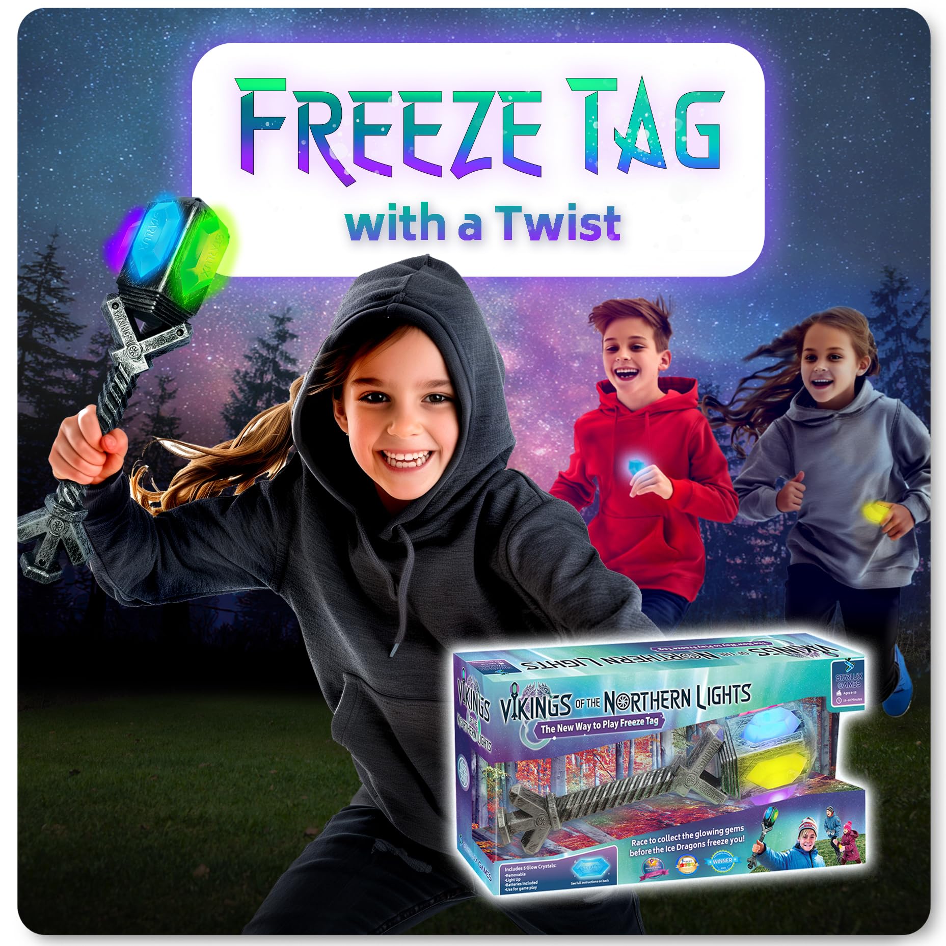 The Ultimate Freeze Tag Game – Vikings of The Northern Lights | 3-10 Players, Ages 5+ | Summer & Snow Toys for Kids | Outdoor Games for Kids | Alternative to Laser Tag and Other Backyard Games