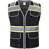 JKSafety Hi-Vis Unisex Surveyor Safety Vest Heavy Duty PPE Inner Pockets ANSI/ISEA Compliant