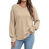 Bsubseach Womens Waffle Knit Tops Long Sleeve V Neck Shirts Dressy Casual Blouse 2026 Spring Loose Tunic Top Outfits
