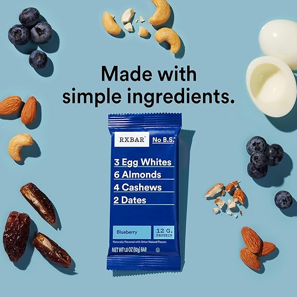 RXBAR PROTEIN BARS, PROTEIN SNACK, SNACK BARS, BLUEBERRY, 22OZ BOX (12 COUNT)