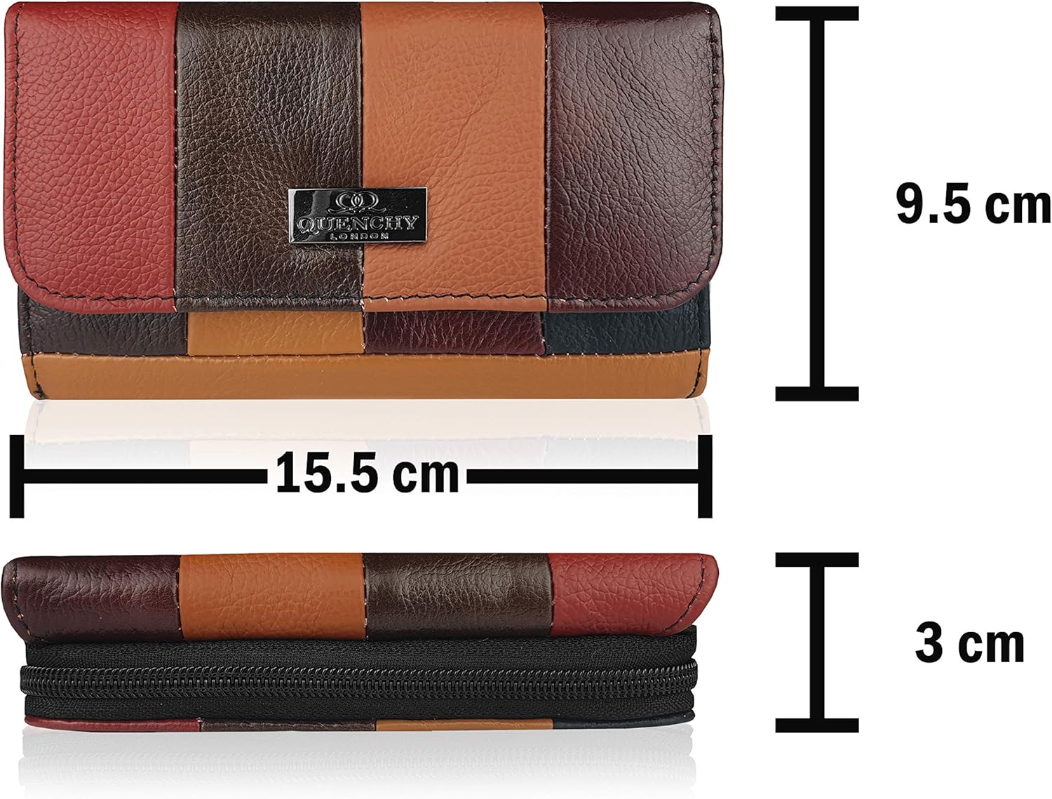 Quenchy London Women's Purse, Ladies Real Leather Designer Wallet, RFID and NFC Blocking with a Bank Note Section - Image 4