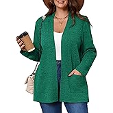 AusLook Women's Plus Size Lightweight Open Front Cardigan Long Sleeve Sweater Cover Ups Shrugs Jacket Shawls and Wraps Kimono