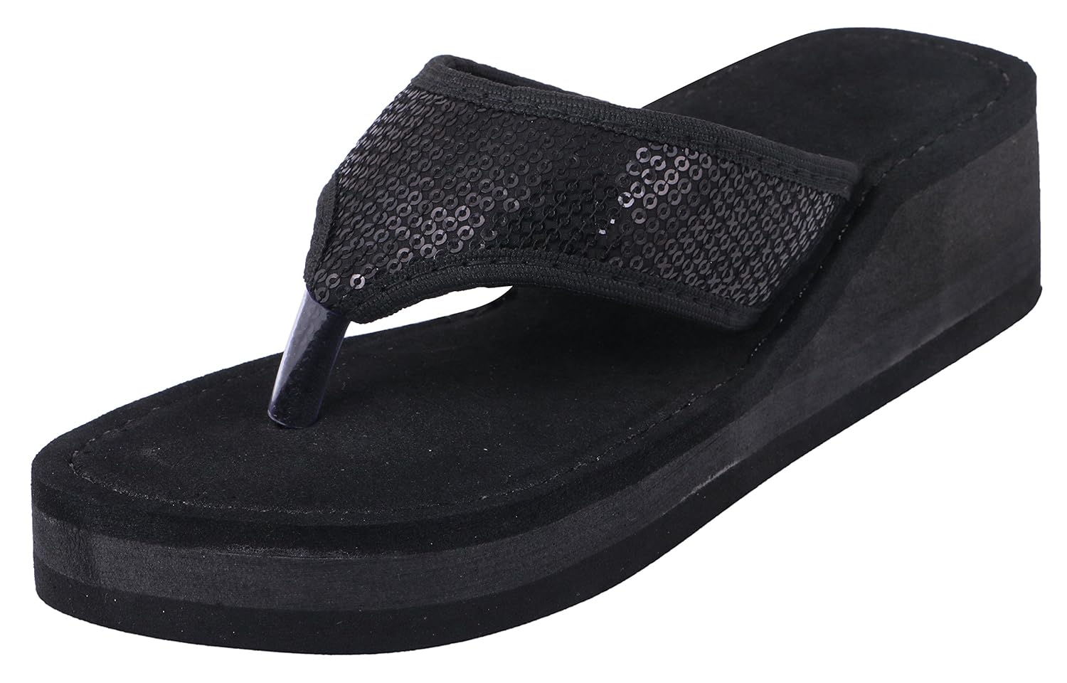 hd latest fancy wedge flip flops slipper for ladies gola black color