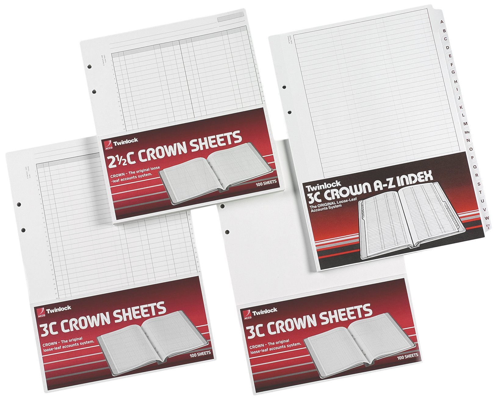 Rexel Twinlock Crown 3C Refill Sheets Double Ledger (Pack of 100 Sheets), White