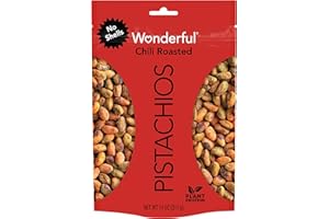 Wonderful Pistachios No Shells, Chili Roasted Nuts, 11 Ounce Resealable Bag, Protein Snacks, Gluten Free College Snacks, Healthy Snacks for Adults