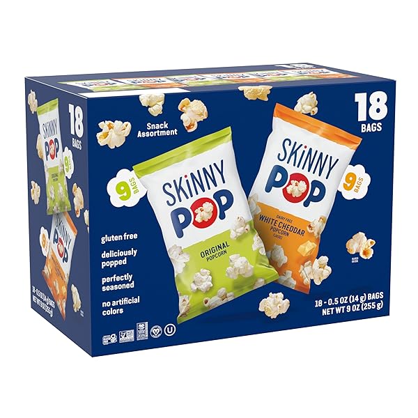 SKINNYPOP POPCORN, ORIGINAL AND DAIRY FREE WHITE CHEDDAR,...