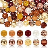 Whaline 60Pcs Thanksgiving Bubblegum Beads 20mm Mixed Fall Chunky Acrylic Beads Autumn Color Spacer Beads Set Fall Harvest Gumball Loose Beads Bulk for DIY Jewelry Bracelet Necklace Crafts Making