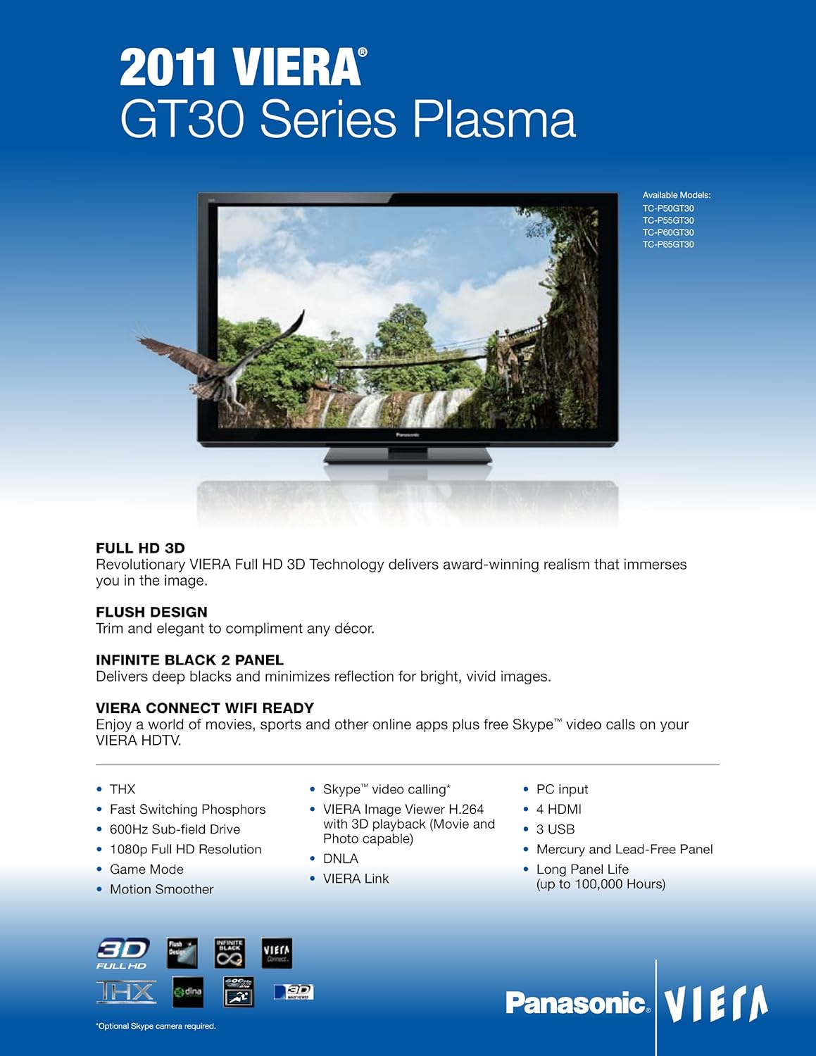 Amazon.com: Panasonic VIERA TC-P55GT30 55-Inch 1080p 3D Plasma HDTV:  Electronics