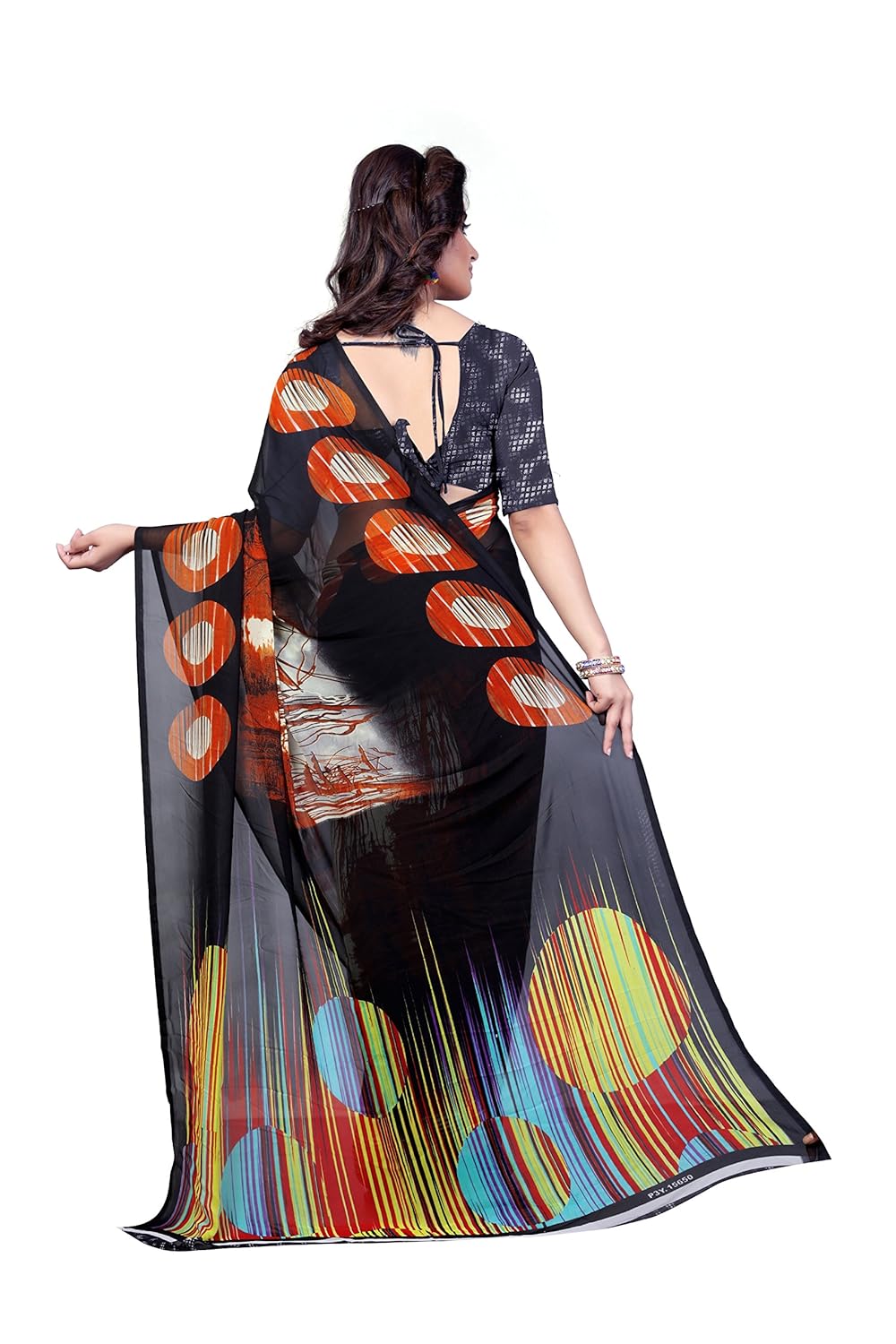 anand sarees georgette saree with blouse piece
