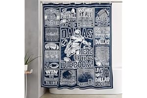 VIGKOIR Blue Shower Curtain, Football Team Shower Curtain Gifts for Youth Fans, Sports Curtain Set with 12 Hooks for Bathroom Decor 60 x 72 Inch