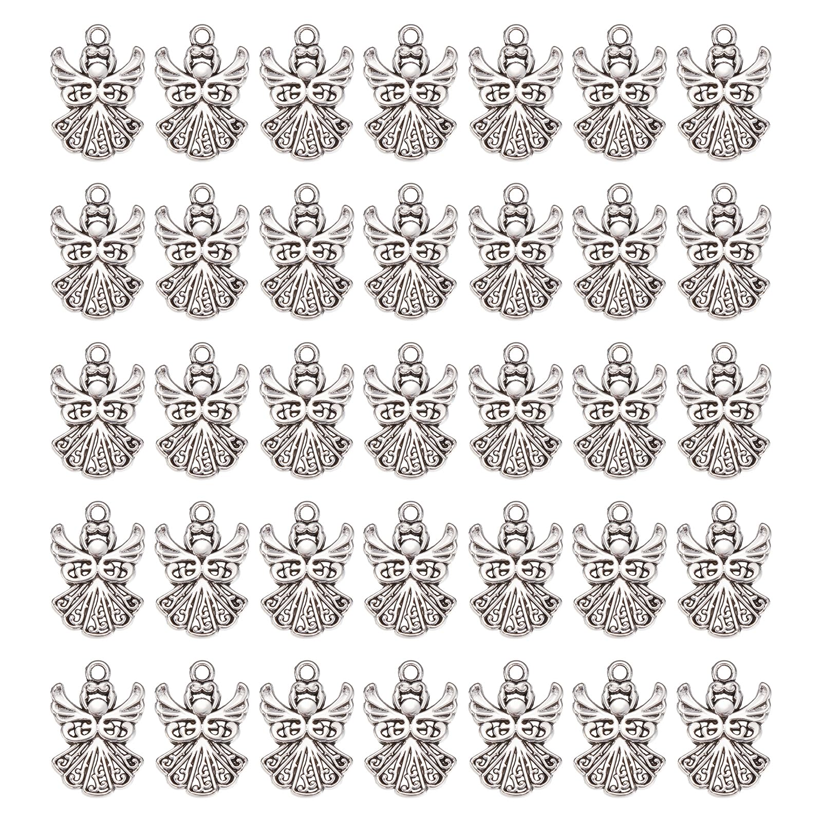 SUNNYCLUE 1 Box 100Pcs Angel Charms Tibetan Style Angels Charm Antique Silver Alloy Christmas Wing for jewellery Making DIY Keychain Earrings Easter Thanksgiving Party Favor Gift — image 1