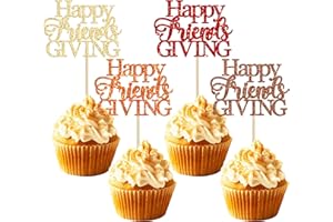 Gyufise 24Pcs Happy Friendsgiving Cupcake Toppers Glitter Fall Theme Thanksgiving Cupcake Picks Give Thanks Cake Decorations for Happy Thanksgiving Day Theme Birthday Party Supplies Multi