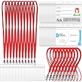 Marspark 50 Sets Clear Name Tags with Lanyard, Lanyards for ID Badges Reusable Strap with ID Holder Plastic Name Badges for Adults Business School Church Conference (Red)