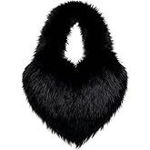 Bcxfbxd Furry Heart Shaped Purse Plush Handbag Faux Fur Shoulder Bag with Soft Shoulder Strap for Women