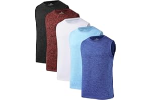 Star Vibe 5 Pack Boys Tank Tops Dry-Fit, Moisture Wicking Active Athletic Shirts Sleeveless Performance T-Shirts for Kids