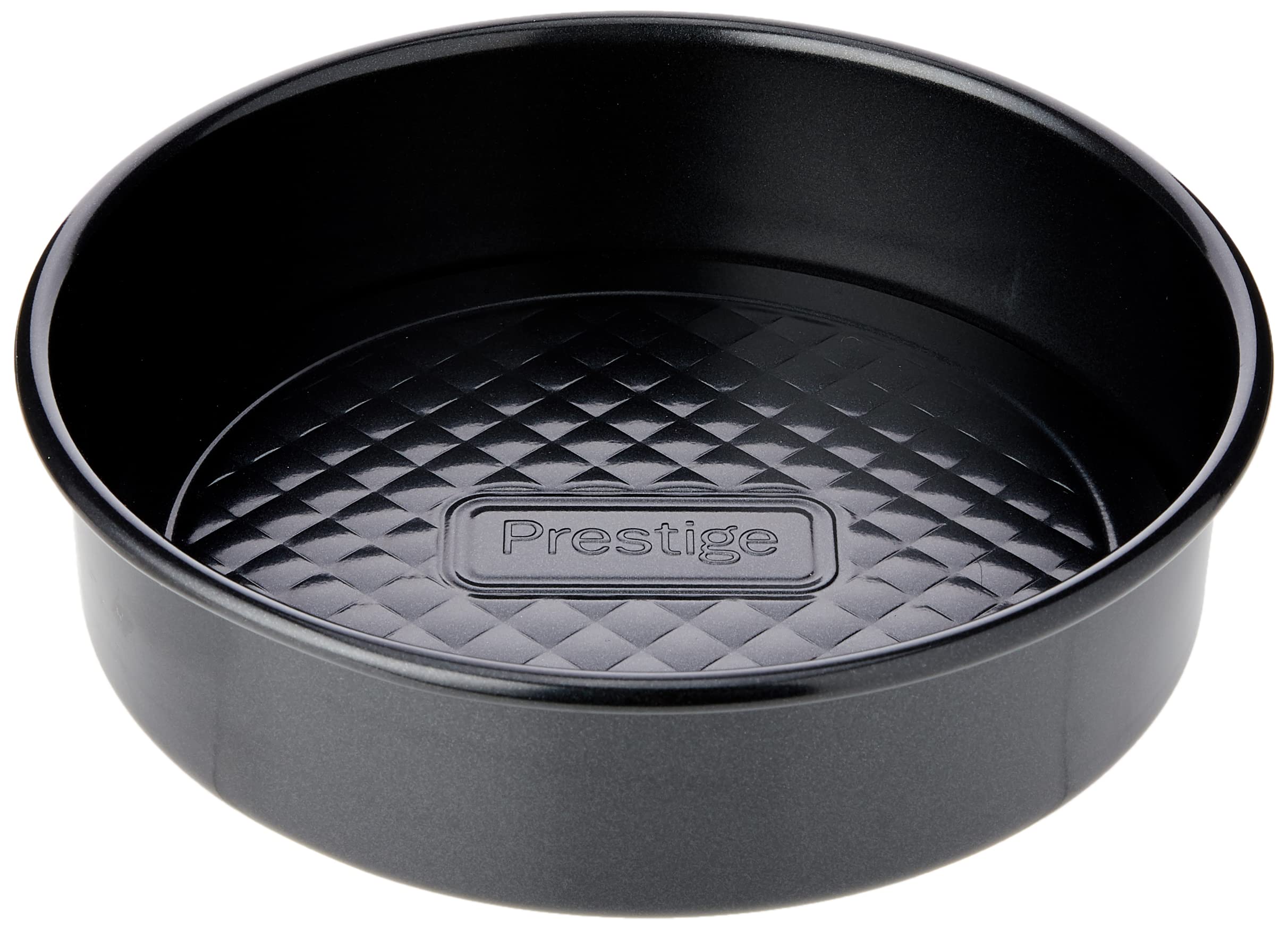 Prestige Inspire Non Stick Round Cake Tin 18cm with Loose Base - Round 7 Inch Sandwich Cake Tins for Baking, Freezer & Dishwasher Safe, Heavy Gauge Carbon Steel Bakeware, Black