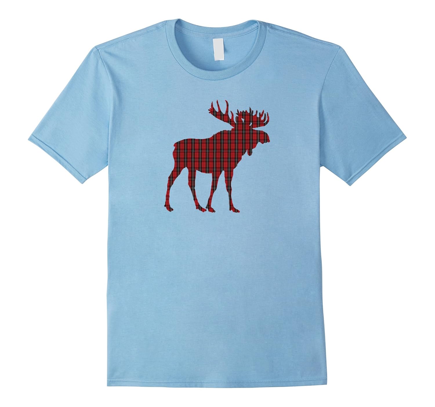 Plaid Moose Christmas Holiday Moose Silhouette T Shirt-ANZ