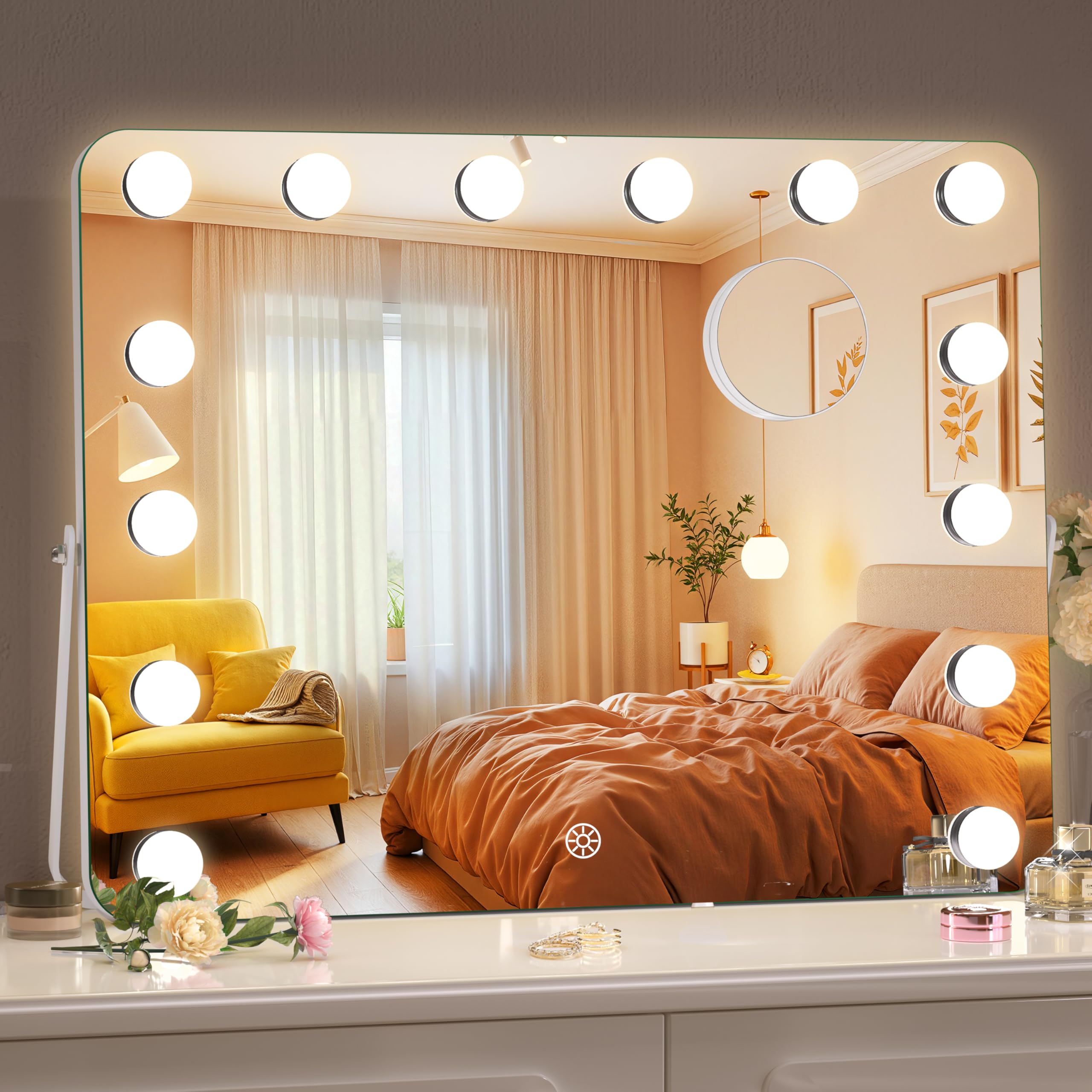 Photo 1 of ***The power button is defective***MINISO Vanity Mirror with Lights - 17.7" x 13.8" Hollywood Makeup Mirror with Adjustable Brightness,3 Modes Light***The power button is defective***