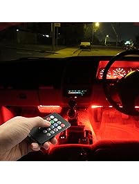 Car LED Strip Lights, Top Notch 4 Pieces Multi-Color Car RGB LED Light Strip Under Dash Lighting Kit Music Car Interior Decorative Accent Lights w/ Sound Active Function Remote Control, DC 12V