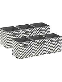 Sorbus Foldable Storage Cube Basket Bin, 6 Pack,Chevron Pattern (Gray)
