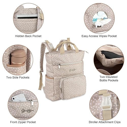 Jessica Simpson Polka Dot Convertible Diaper Bag Tote Backpack - Main Image