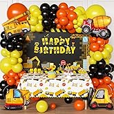 Construction Party Supplies Dump Truck Party Decorations Kits Set arch kit Garland, Construction Backdrop,Construction tablecloth for Kids Party
