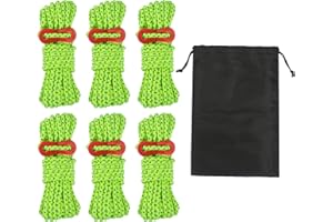 Smithok 16.4ft 6 Pack 4mm Guy Lines Ultralight Tent Cords with Aluminum Adjuster Tensioner Outdoor Camping Guylines Ropes for Tent Tarp,Climbing,Hiking Backpacking (Green)