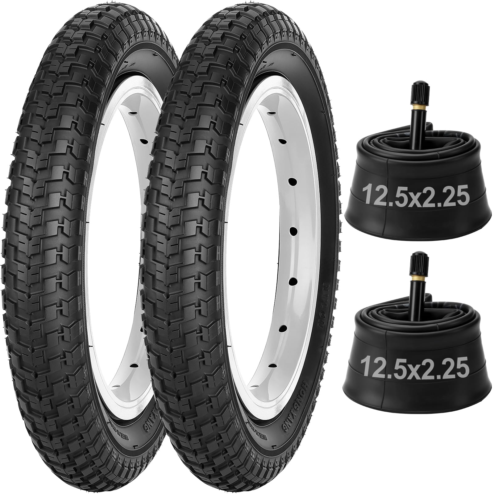 Photo 1 of 12 1/2 x2 1/4 Kid Bike Tire and Tube Set,12.5x2.25?57-203? BMX Tire,12.5" Heavy Duty Bike Tubes Schrader Valve Compatible with Mini Dirt,Kids Motor and Balance Bike,2PCS